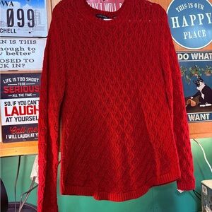 JEANNE PIERRE Vibrant Red Crew Neck Sweater